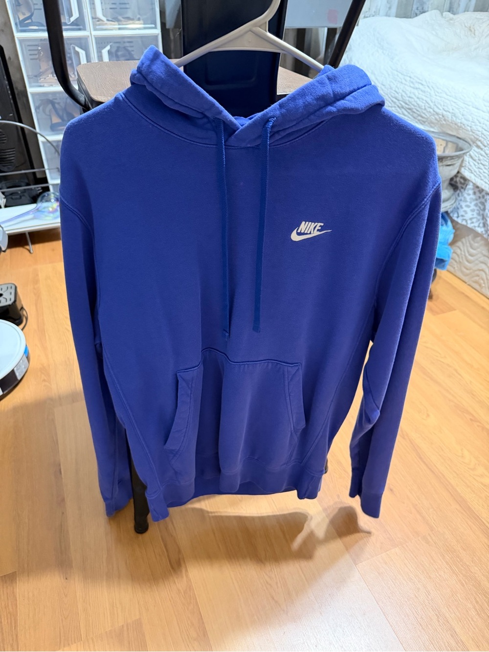 Nike Royal Blue Pullover Hoodie with White Logo